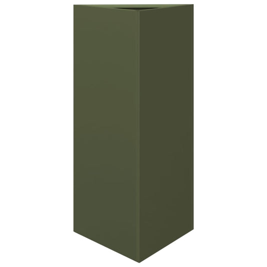 Pflanzkübel Olivgrün Dreieckig 40x34,5x70 cm Stahl