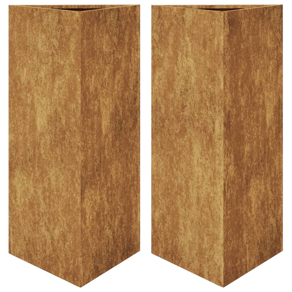Pflanzkübel 2 Stk. Dreieckig 40x40x75 cm Wetterfester Stahl