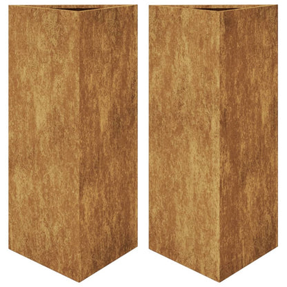 Pflanzkübel 2 Stk. Dreieckig 40x40x75 cm Wetterfester Stahl