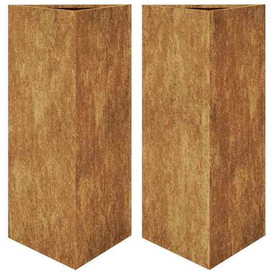 Pflanzkübel 2 Stk. Dreieckig 40x40x75 cm Wetterfester Stahl