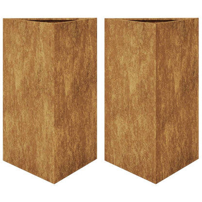 Plantepotte 2 stk Trekantet 50x43x75 cm Vejrbestandigt Stål
