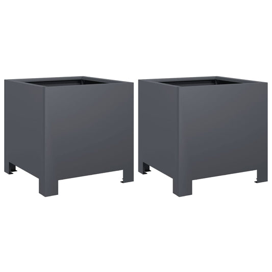 Pflanzkübel 2 Stk. Anthrazit 30x30x30 Stahl