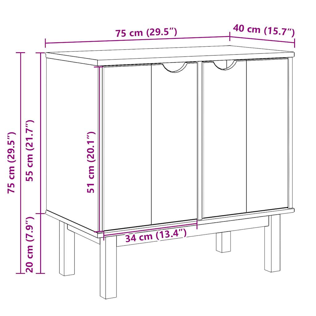 Flurschrank OTTA 75x40x75 cm Massivholz Kiefer