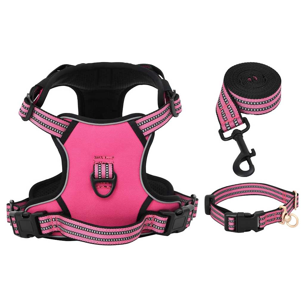 Hundegeschirr mit Leine & Halsband Verstellbar Rosa XL