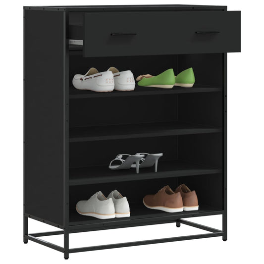 Schuhschrank Schwarz 75x38x97,5 cm Holzwerkstoff Metall