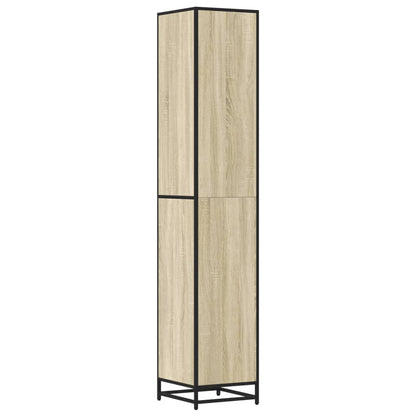 Badschrank Eichen-Optik 35x37,5x188,5 cm Holzwerkstoff Metall