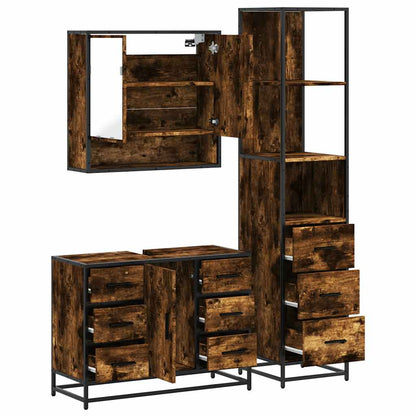 3-tlg. Badmöbel-Set Räuchereiche Holzwerkstoff