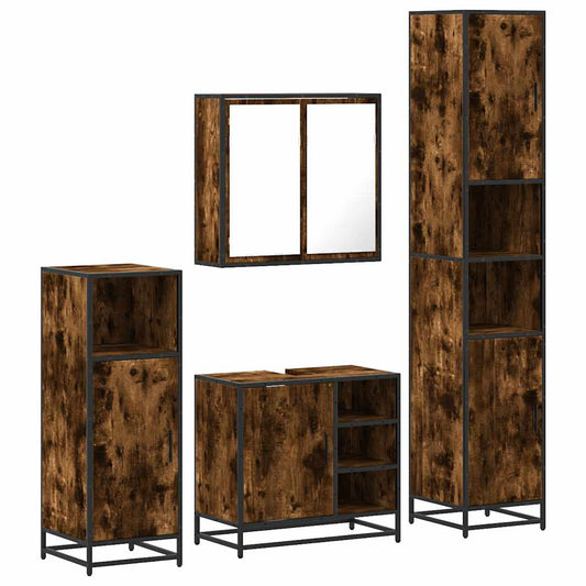4-tlg. Badmöbel-Set Räuchereiche Holzwerkstoff