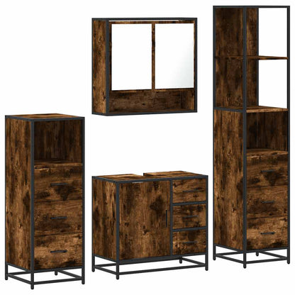 4-tlg. Badmöbel-Set Räuchereiche Holzwerkstoff