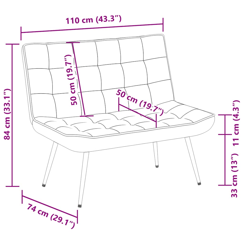 Sitzbank Rosa 110x74x84 cm Samt