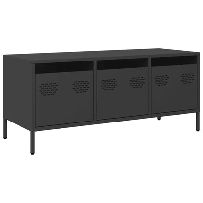 TV-skab Sort 101,5x39x43,5 cm Koldvalset stål