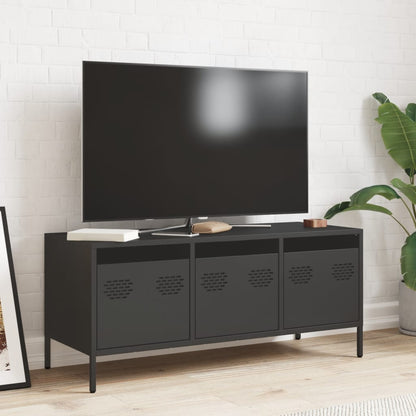 TV-skab Sort 101,5x39x43,5 cm Koldvalset stål