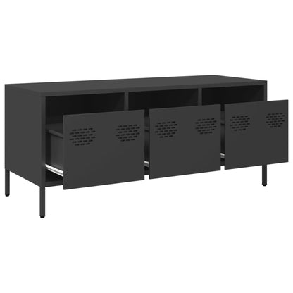 TV-skab Sort 101,5x39x43,5 cm Koldvalset stål