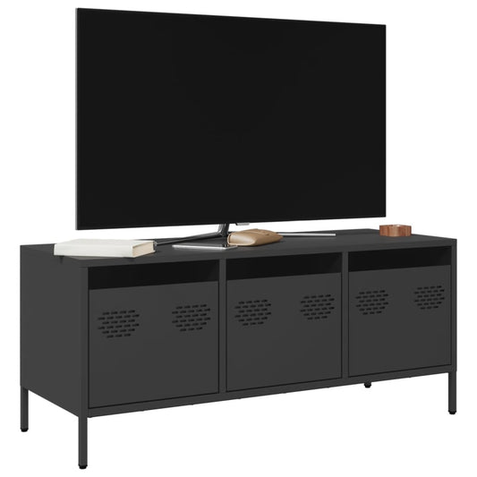 TV-skab Sort 101,5x39x43,5 cm Koldvalset stål