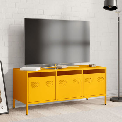 TV-skab Sennep Gul 101,5x39x43,5 cm Koldvalset stål