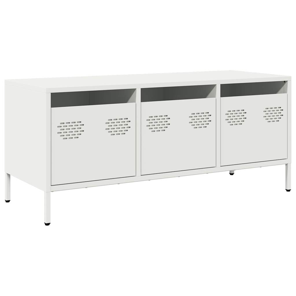 TV-skab Hvid 101,5x39x43,5 cm Koldvalset stål