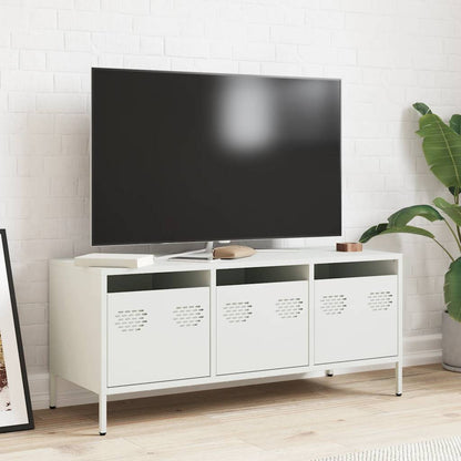 TV-skab Hvid 101,5x39x43,5 cm Koldvalset stål