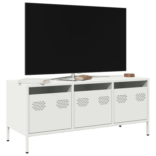 TV-skab Hvid 101,5x39x43,5 cm Koldvalset stål