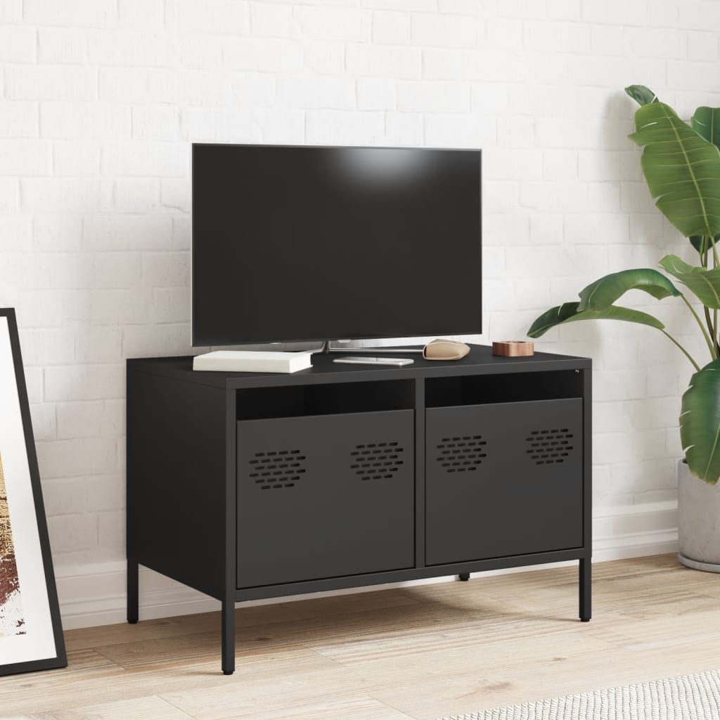 TV-skab Sort 68x39x43,5 cm Koldvalset stål