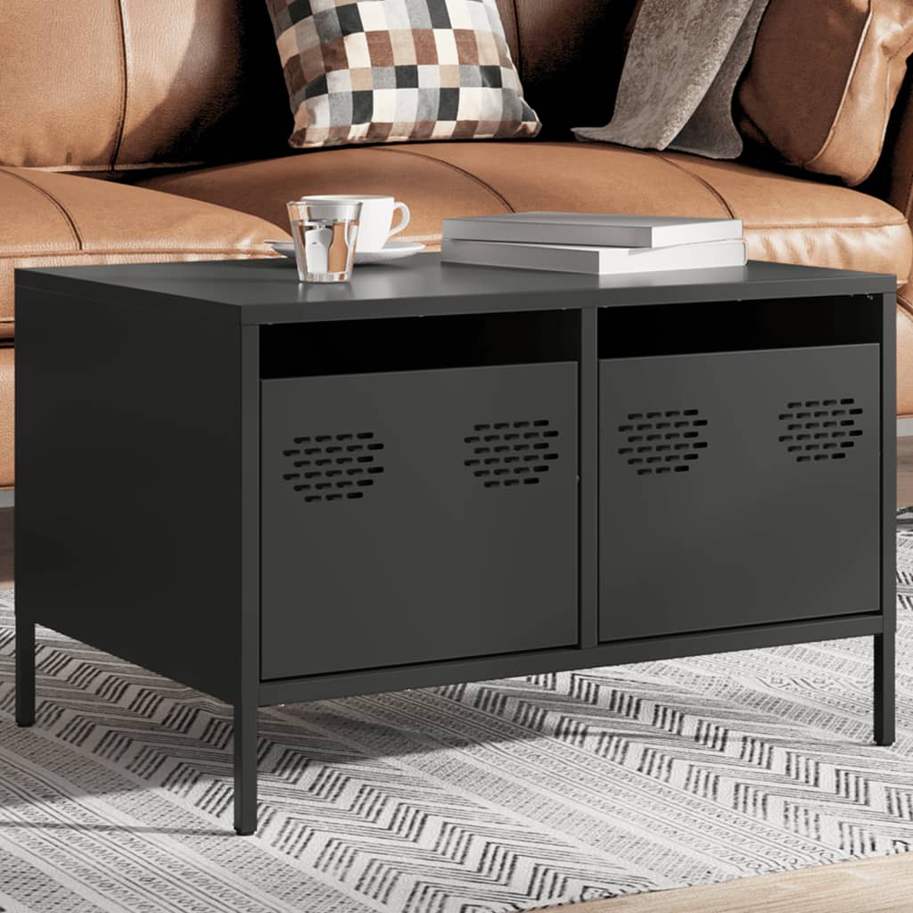 TV-skab Sort 68x50x43,5 cm Koldvalset stål