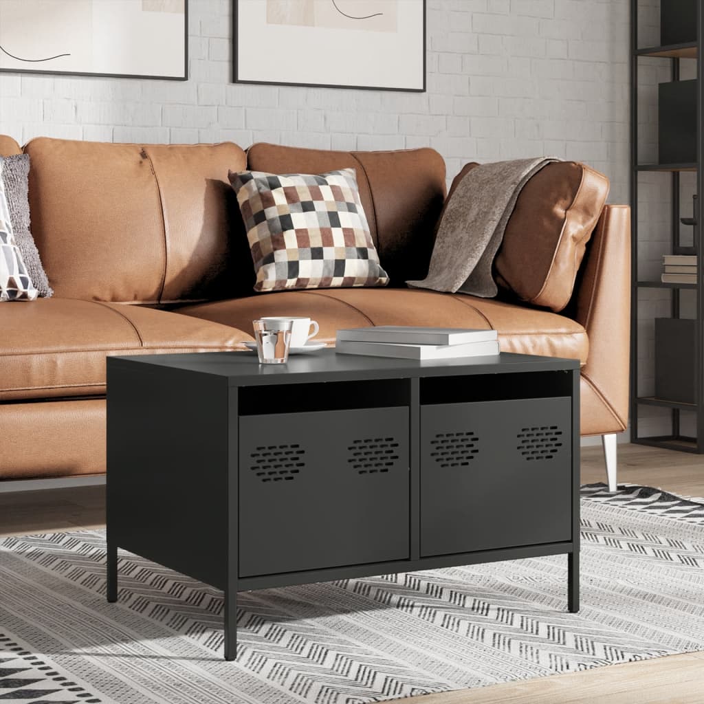 TV-skab Sort 68x50x43,5 cm Koldvalset stål
