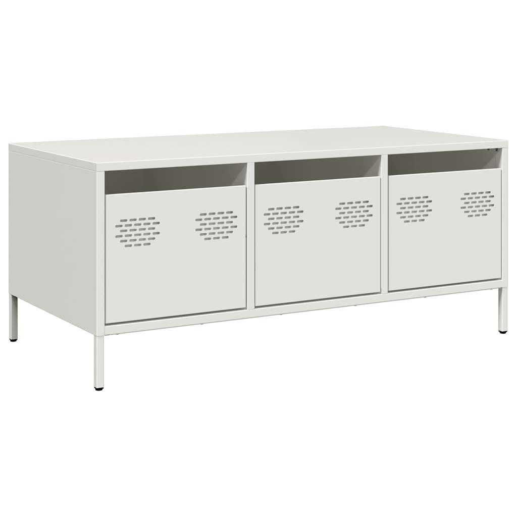 Sofabord Hvid 101,5x50x43,5 cm Koldvalset stål