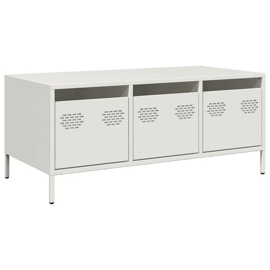 Sofabord Hvid 101,5x50x43,5 cm Koldvalset stål