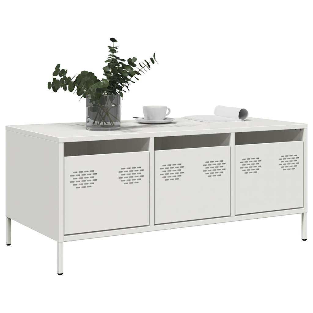 Sofabord Hvid 101,5x50x43,5 cm Koldvalset stål