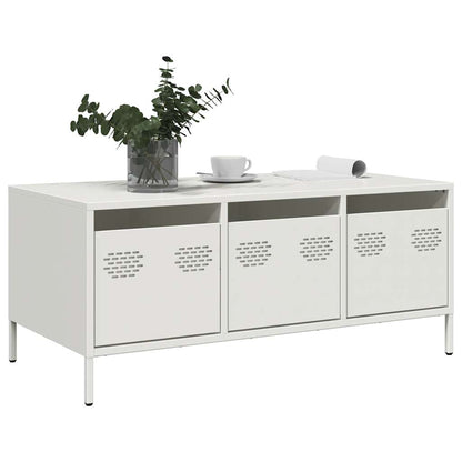 Sofabord Hvid 101,5x50x43,5 cm Koldvalset stål