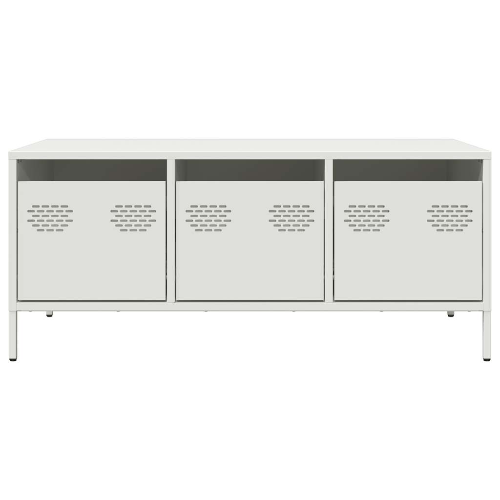 Sofabord Hvid 101,5x50x43,5 cm Koldvalset stål