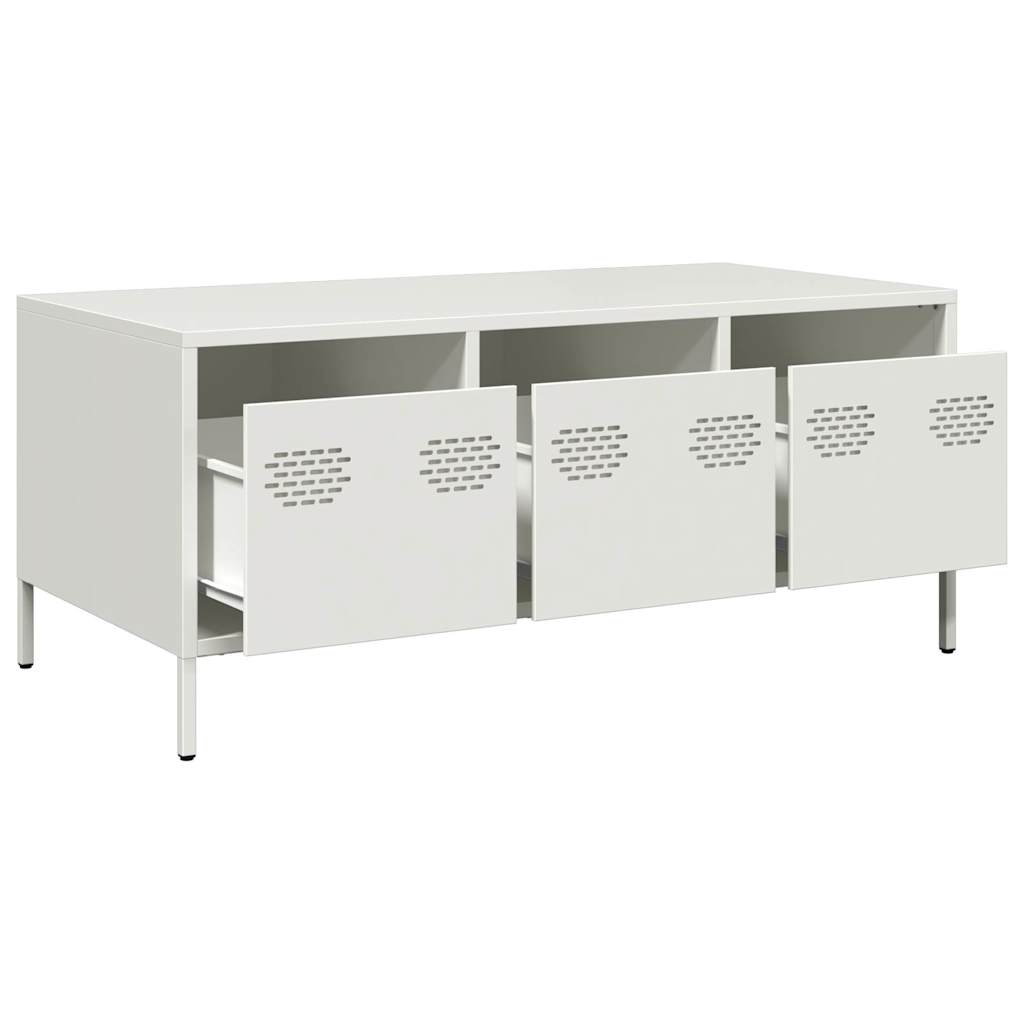 Sofabord Hvid 101,5x50x43,5 cm Koldvalset stål
