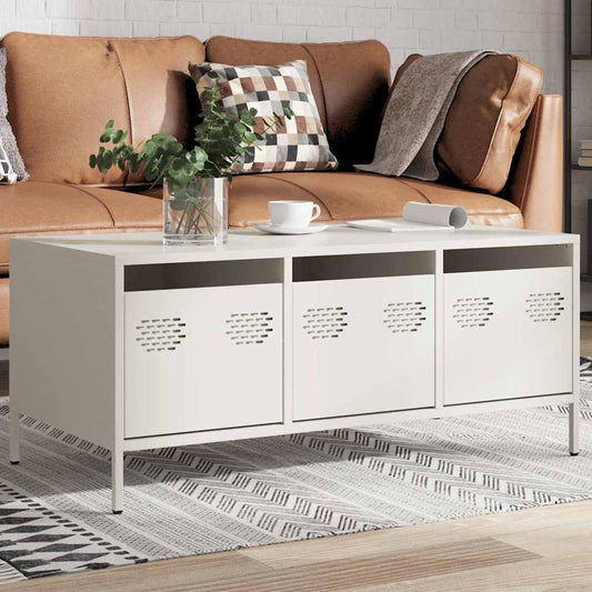 Sofabord Hvid 101,5x50x43,5 cm Koldvalset stål