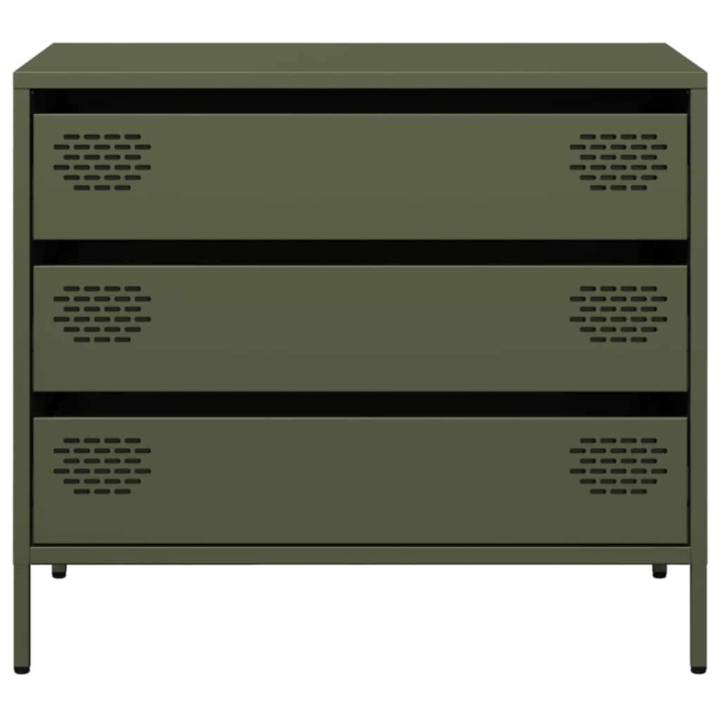 Sideboard Olivgrün 68x39x58,5 cm Kaltgewalzter Stahl