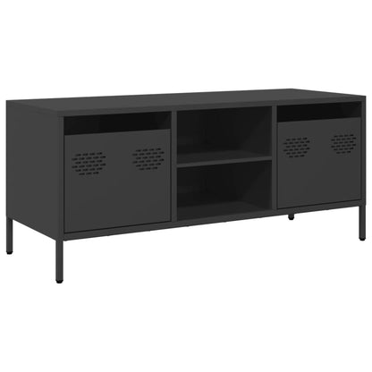 TV-skab Sort 101,5x39x43,5 cm Koldvalset stål