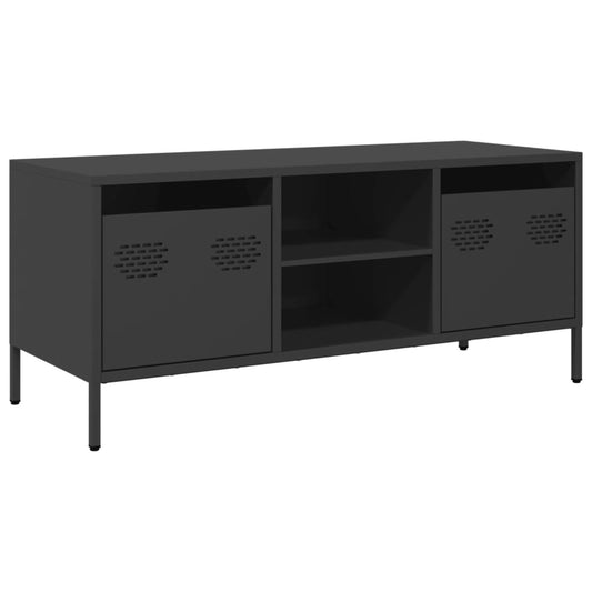 TV-skab Sort 101,5x39x43,5 cm Koldvalset stål