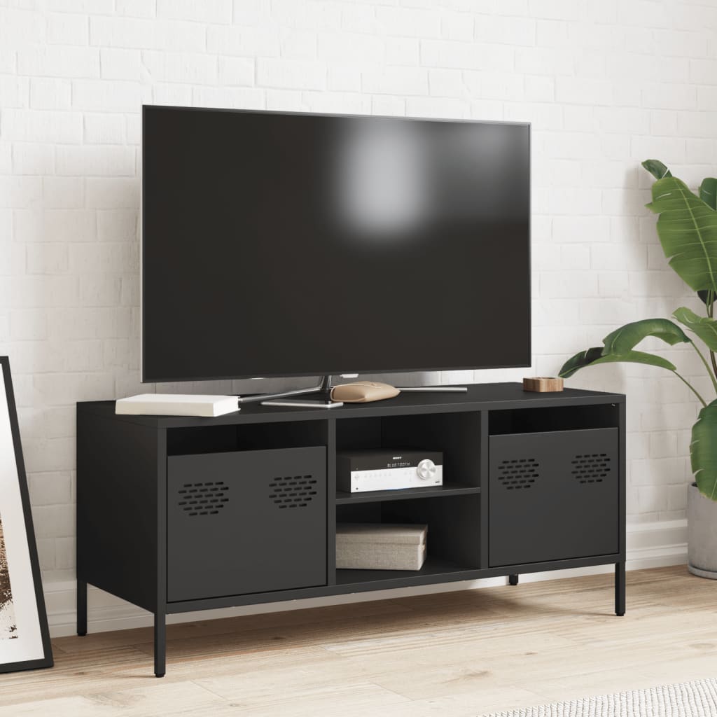TV-skab Sort 101,5x39x43,5 cm Koldvalset stål