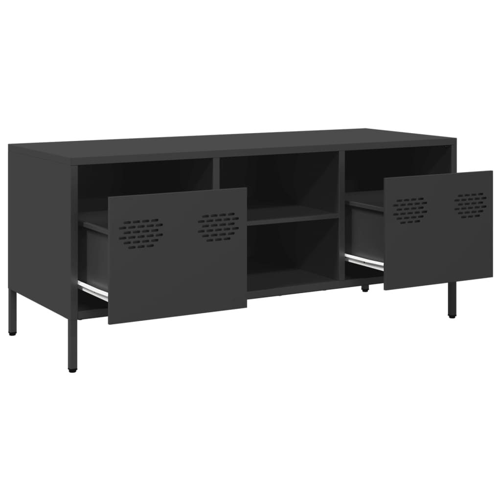 TV-skab Sort 101,5x39x43,5 cm Koldvalset stål