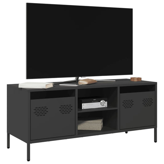 TV-skab Sort 101,5x39x43,5 cm Koldvalset stål