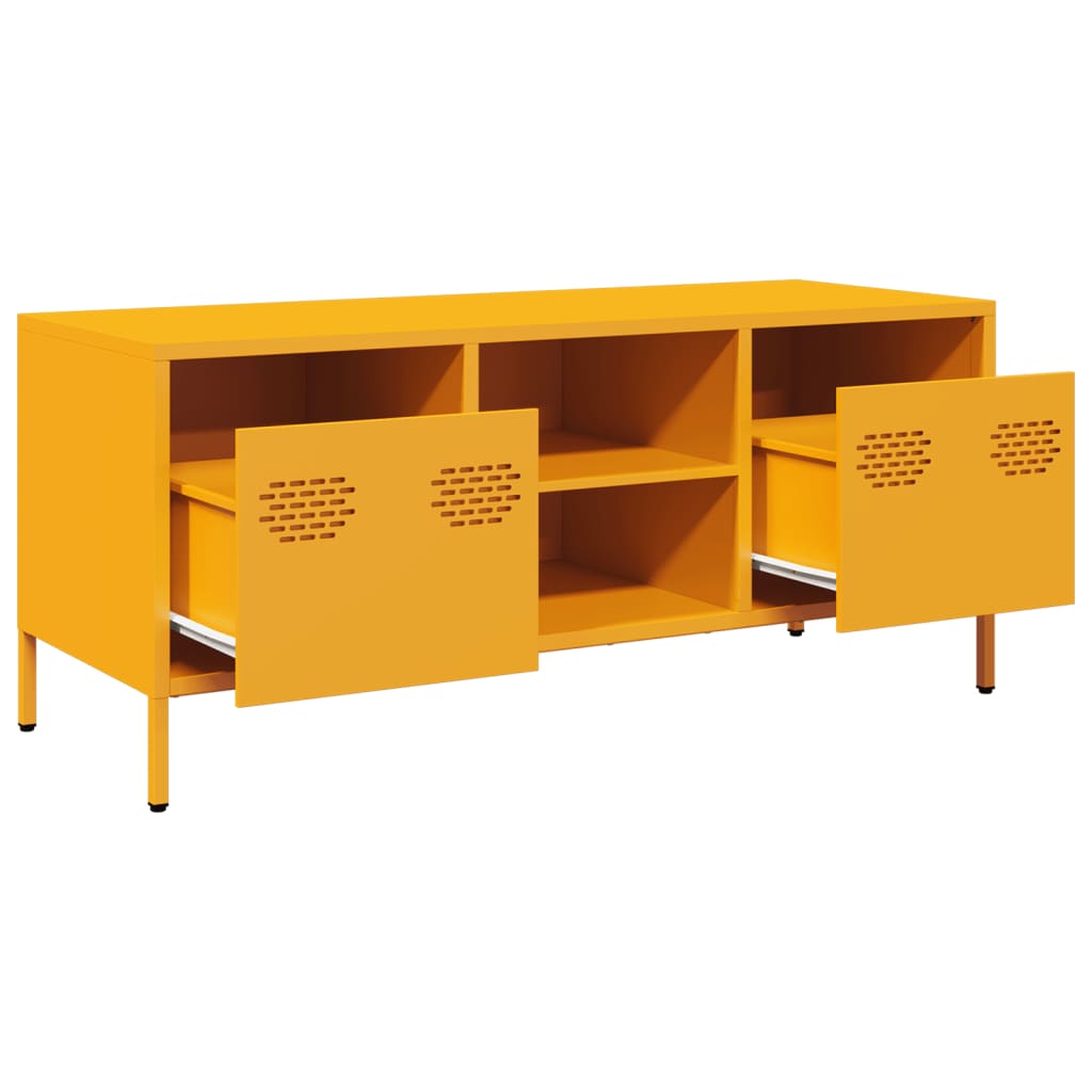 TV-skab Sennep Gul 101,5x39x43,5 cm Koldvalset stål