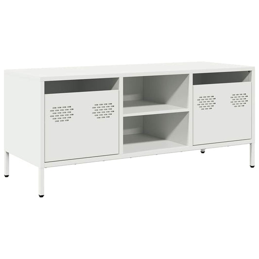 TV-skab Hvid 101,5x39x43,5 cm Koldvalset stål