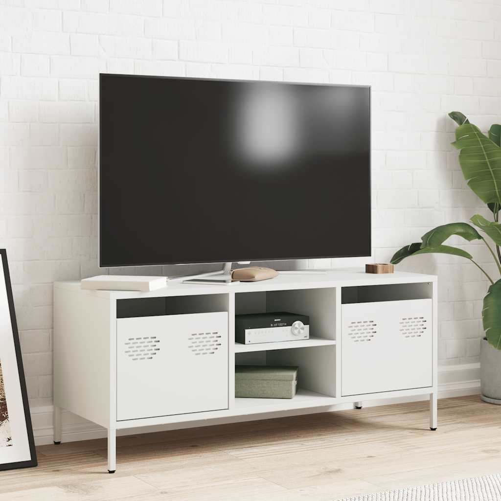 TV-skab Hvid 101,5x39x43,5 cm Koldvalset stål