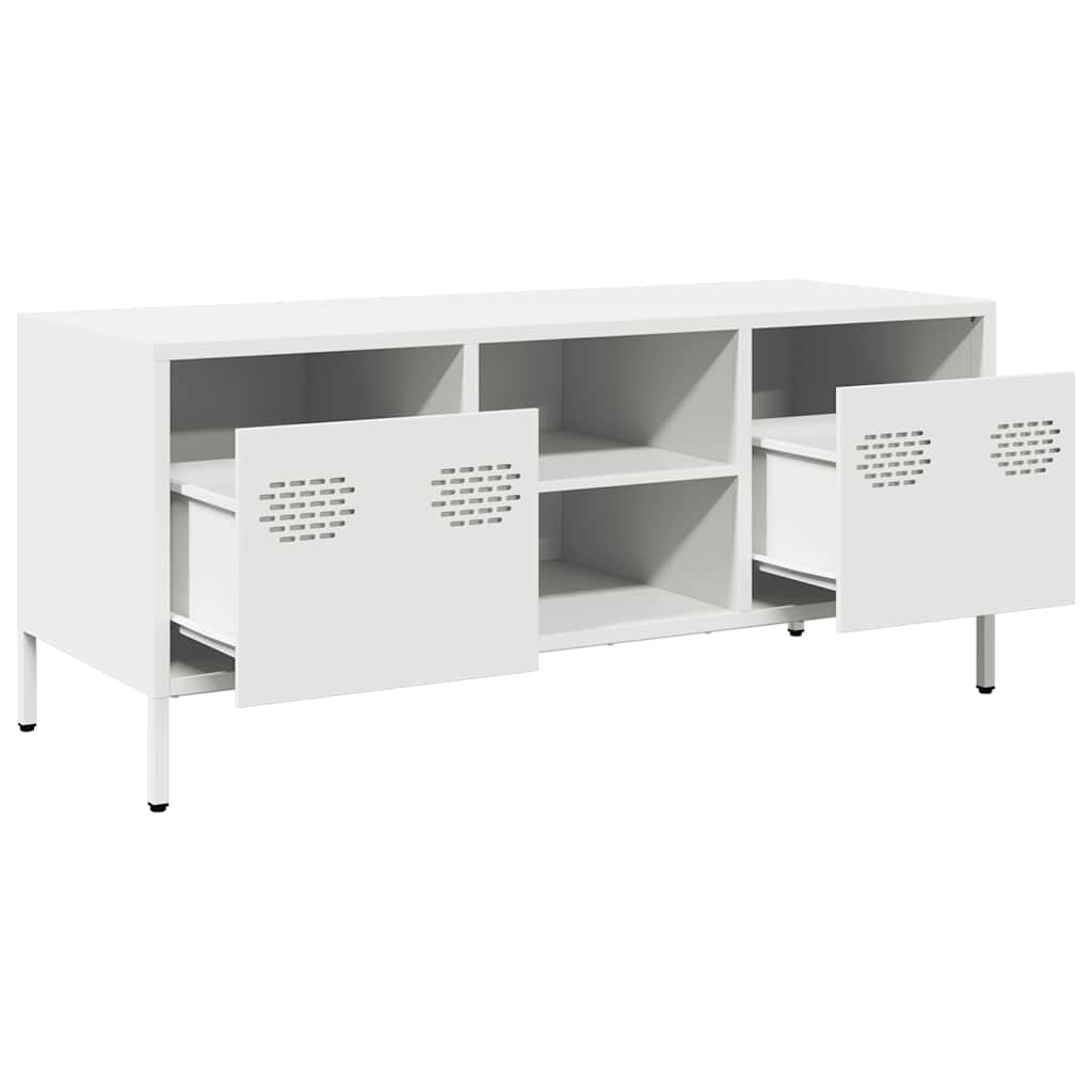 TV-skab Hvid 101,5x39x43,5 cm Koldvalset stål