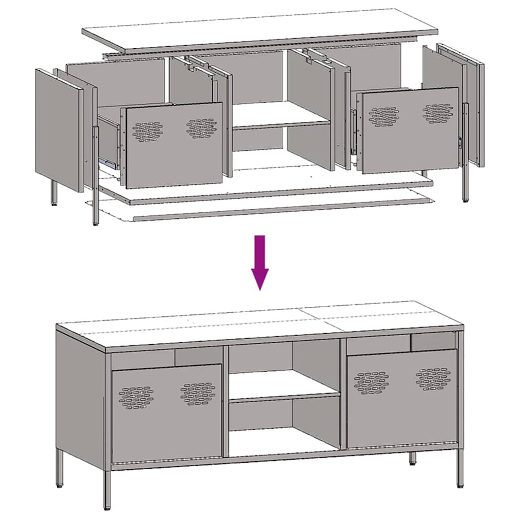 TV-skab Hvid 101,5x39x43,5 cm Koldvalset stål
