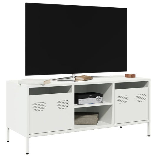 TV-skab Hvid 101,5x39x43,5 cm Koldvalset stål