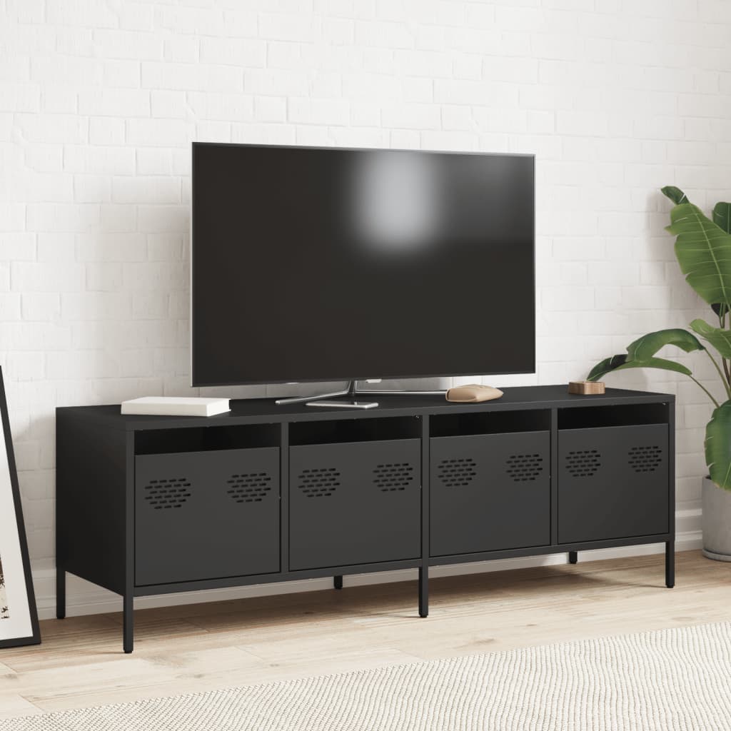 TV-skab Sort 135x39x43,5 cm Koldvalset stål