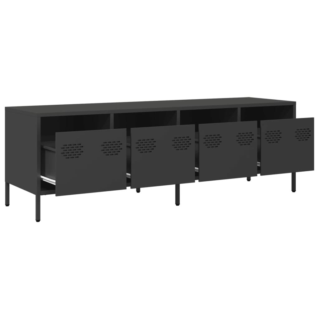 TV-skab Sort 135x39x43,5 cm Koldvalset stål