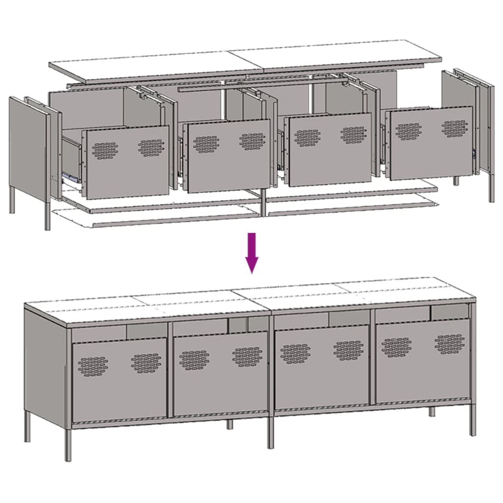 TV-skab Sort 135x39x43,5 cm Koldvalset stål
