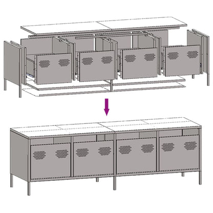 TV-skab Sort 135x39x43,5 cm Koldvalset stål