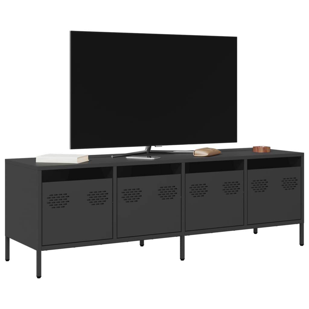 TV-skab Sort 135x39x43,5 cm Koldvalset stål