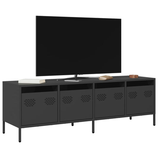 TV-skab Sort 135x39x43,5 cm Koldvalset stål